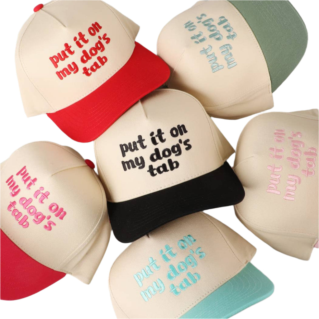 "put it on my dog's tab" 2-Tone Trucker Hat