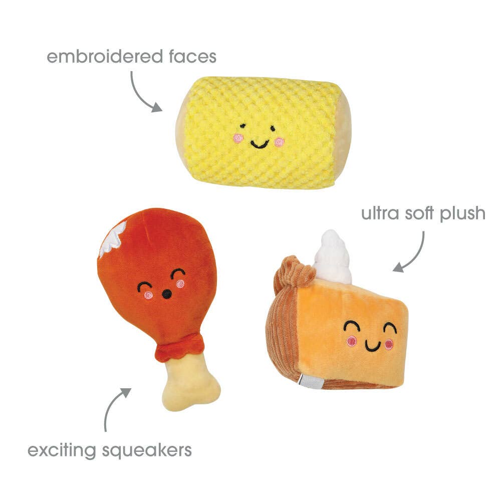 Thanksgiving Dinner Fall Dog Toys, Set of 3