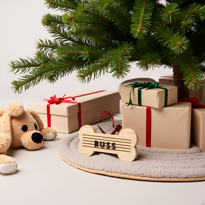 Christmas Wooden Bone Letterboard Pet Ornament