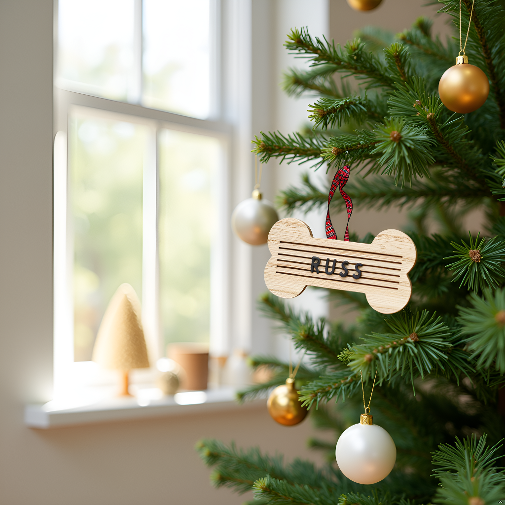 Christmas Wooden Bone Letterboard Pet Ornament