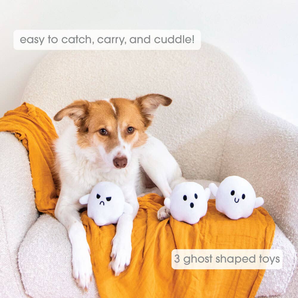 Halloween Ghosts Dog Toys, Set of 3